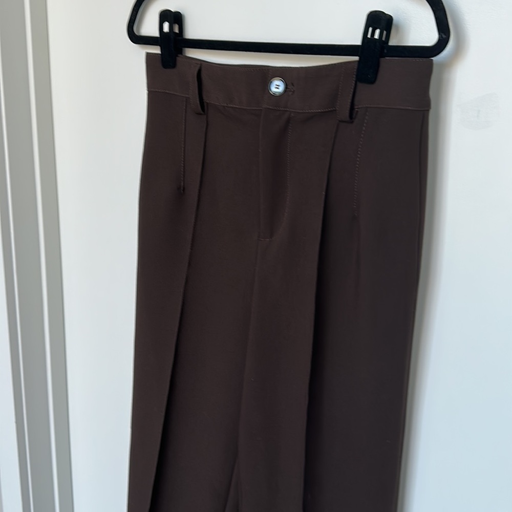 Brown Zara Wide Leg High Rise Trousers, Never Worn